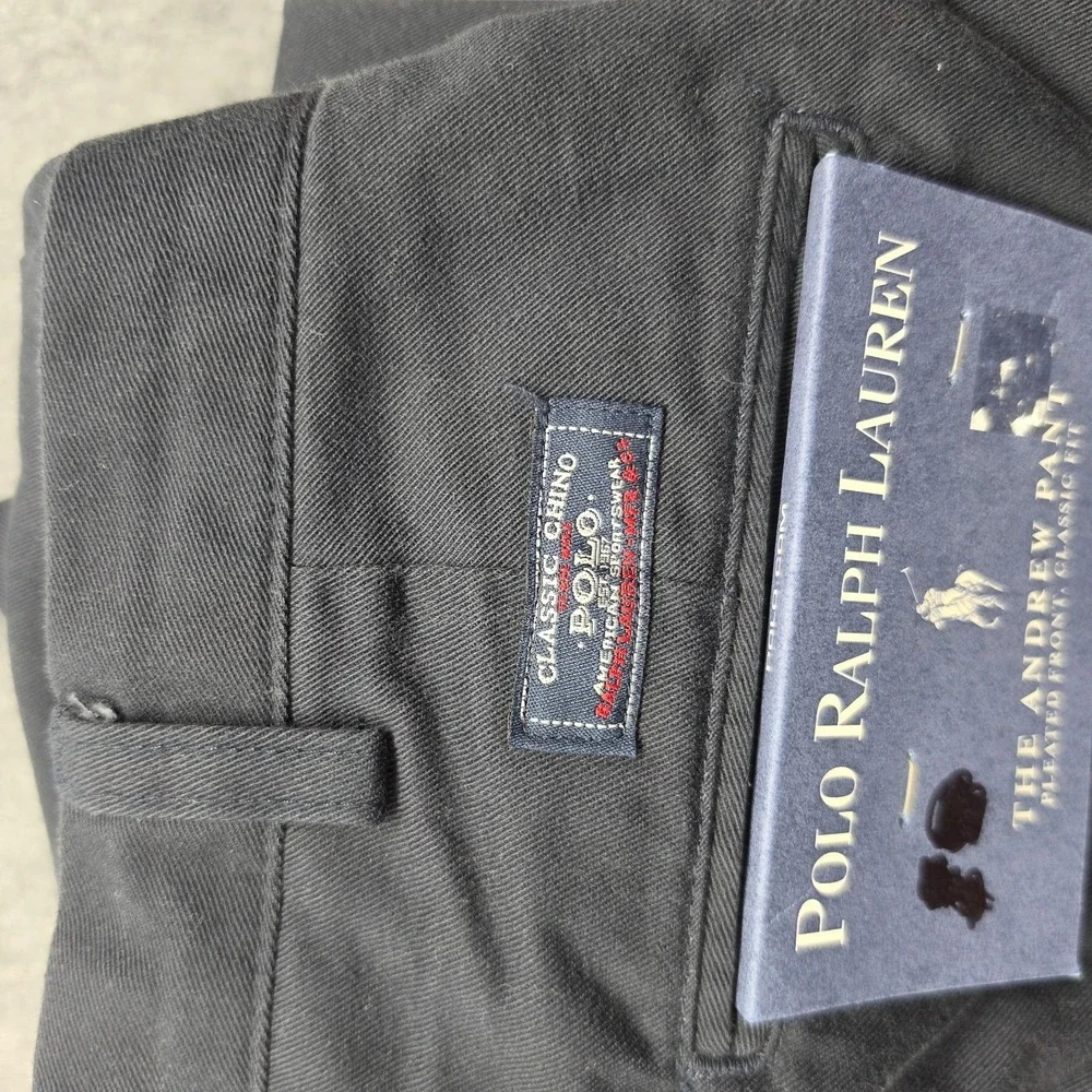 Polo Ralph Lauren Andrew Pant Mens 38x30 NWT Blue Pleated Chino 100% Cotton